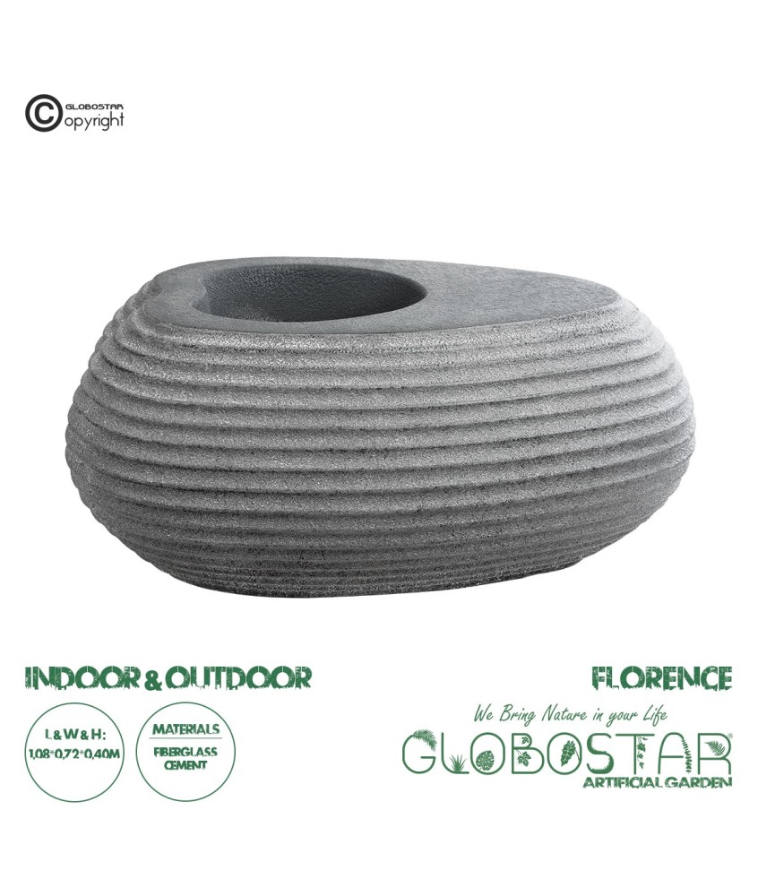 GloboStar® Artificial Garden FLORENCE 20750 Επιδαπέδιο Πολυεστερικό Τσιμεντένιο Κασπώ Γλάστρα - Flower Pot Γκρι Μ108 x Π72 x Υ40cm